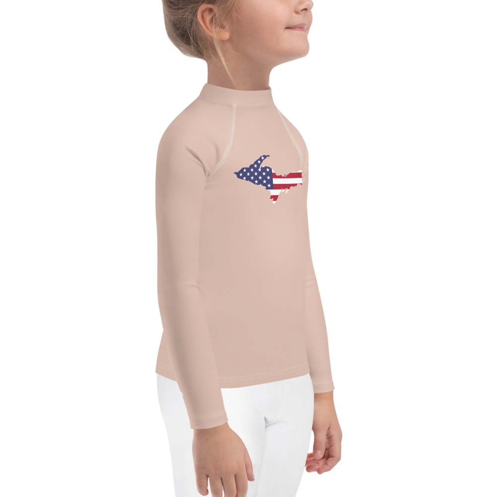 Michigan Upper Peninsula Rash Guard (w/ UP USA Flag) | Toddler - Rose Gold