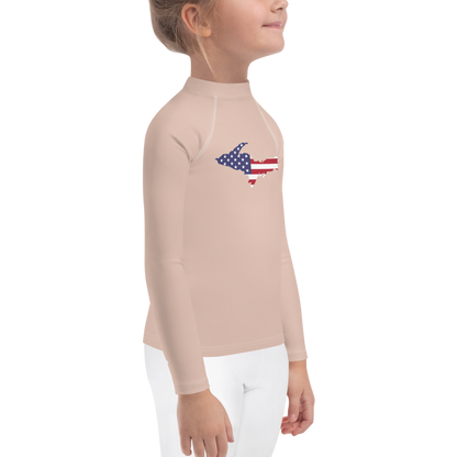 Michigan Upper Peninsula Rash Guard (w/ UP USA Flag) | Toddler - Rose Gold