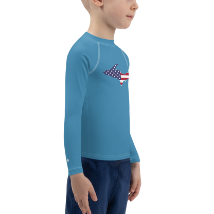 Michigan Upper Peninsula Rash Guard (w/ UP USA Flag) | Toddler - Lake Michigan Blue