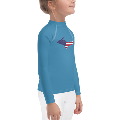 Michigan Upper Peninsula Rash Guard (w/ UP USA Flag) | Toddler - Lake Michigan Blue