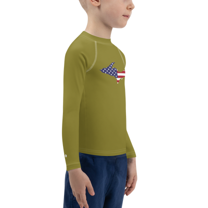 Michigan Upper Peninsula Rash Guard (w/ UP USA Flag) | Toddler - Scrub Gold