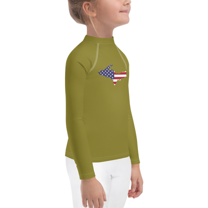 Michigan Upper Peninsula Rash Guard (w/ UP USA Flag) | Toddler - Scrub Gold