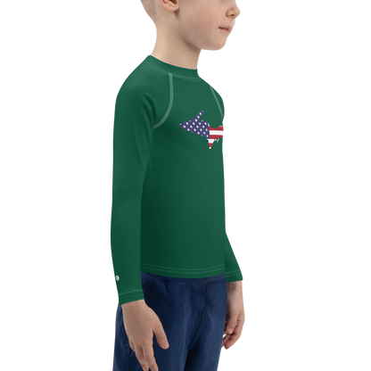 Michigan Upper Peninsula Rash Guard (w/ UP USA Flag) | Toddler - Superior Green