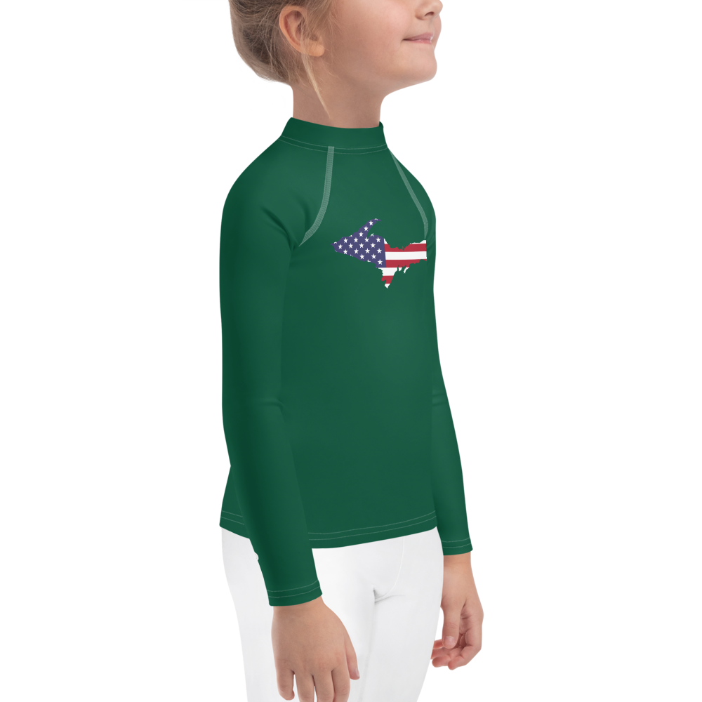 Michigan Upper Peninsula Rash Guard (w/ UP USA Flag) | Toddler - Superior Green