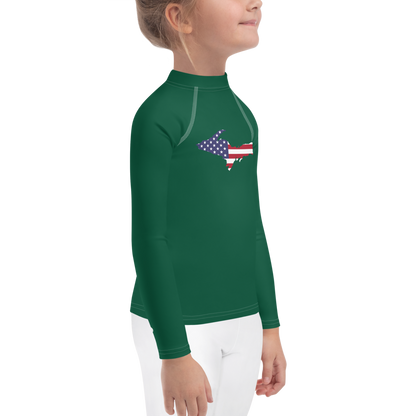 Michigan Upper Peninsula Rash Guard (w/ UP USA Flag) | Toddler - Superior Green