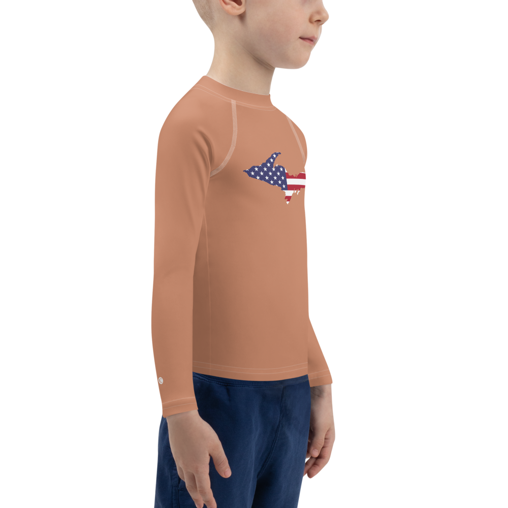 Michigan Upper Peninsula Rash Guard (w/ UP USA Flag) | Toddler - Copper Color