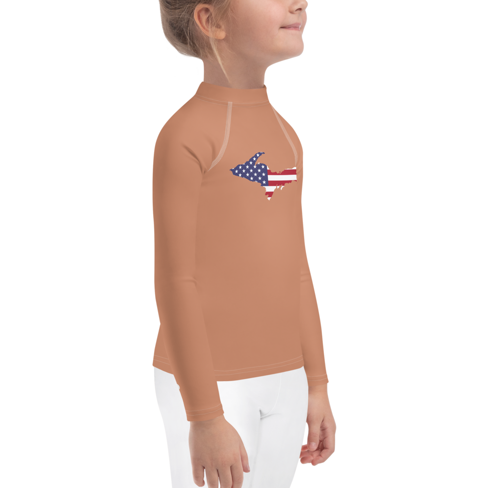 Michigan Upper Peninsula Rash Guard (w/ UP USA Flag) | Toddler - Copper Color