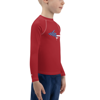 Michigan Upper Peninsula Rash Guard (w/ UP USA Flag) | Toddler - Thimbleberry Red