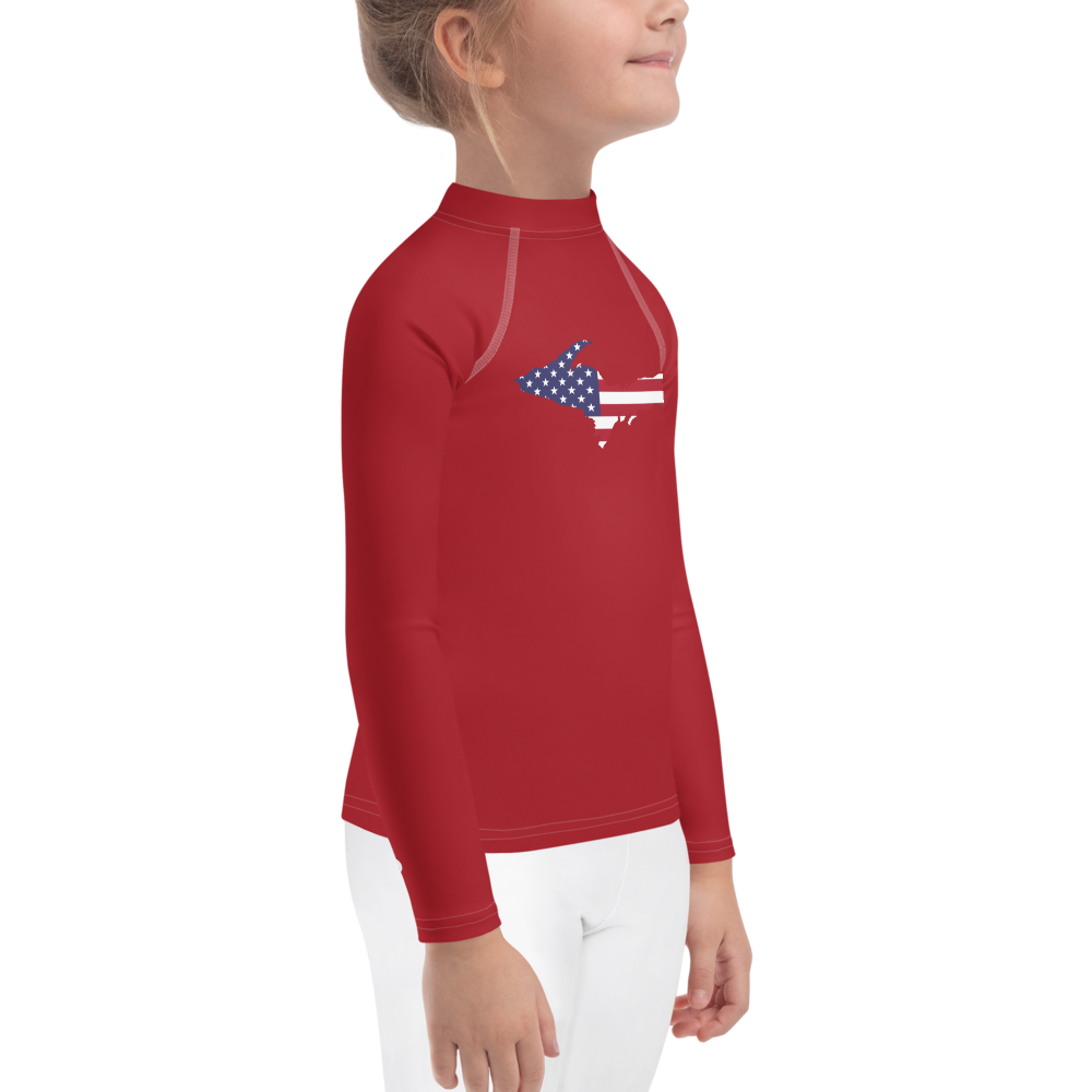 Michigan Upper Peninsula Rash Guard (w/ UP USA Flag) | Toddler - Thimbleberry Red