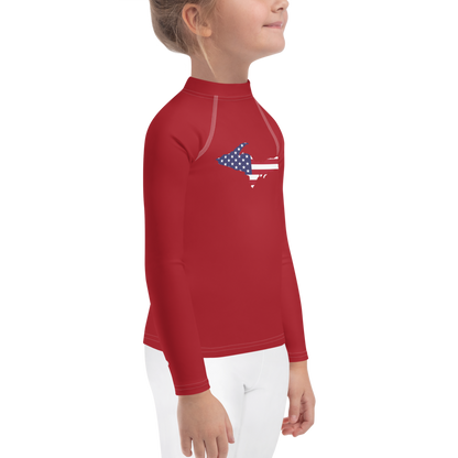 Michigan Upper Peninsula Rash Guard (w/ UP USA Flag) | Toddler - Thimbleberry Red