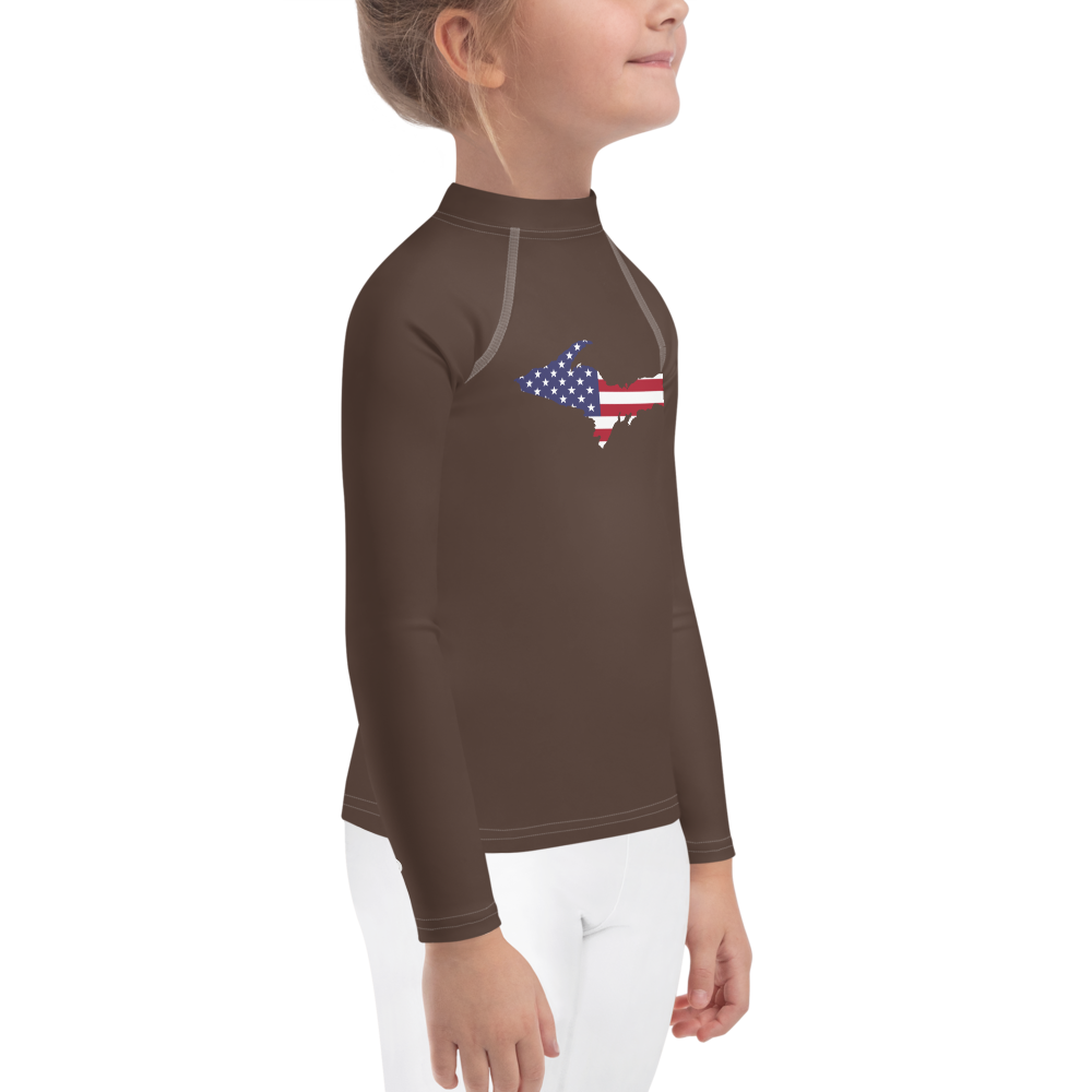 Michigan Upper Peninsula Rash Guard (w/ UP USA Flag) | Toddler - Hickory Color