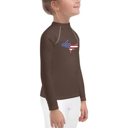 Michigan Upper Peninsula Rash Guard (w/ UP USA Flag) | Toddler - Hickory Color