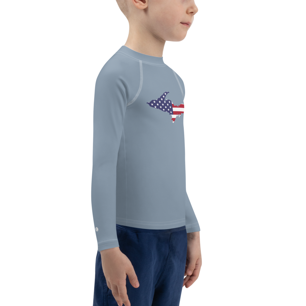 Michigan Upper Peninsula Rash Guard (w/ UP USA Flag) | Toddler - B-24 Grey