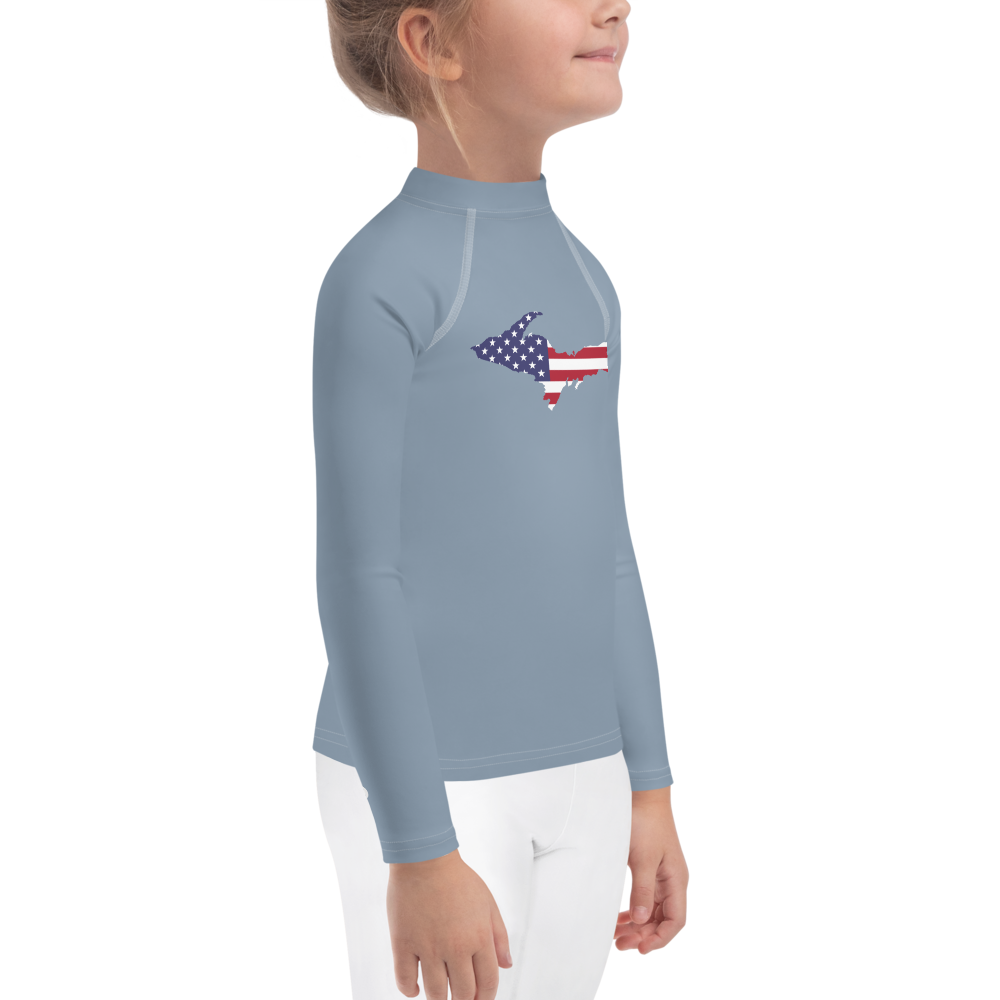 Michigan Upper Peninsula Rash Guard (w/ UP USA Flag) | Toddler - B-24 Grey