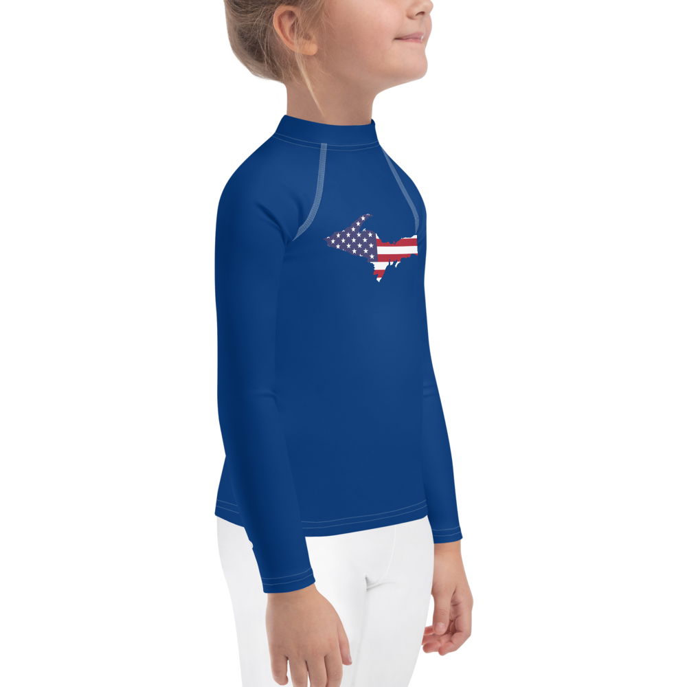 Michigan Upper Peninsula Rash Guard (w/ UP USA Flag) | Toddler - Dearborn Blue