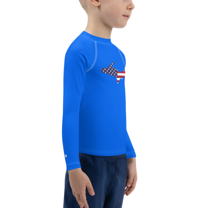 Michigan Upper Peninsula Rash Guard (w/ UP USA Flag) | Toddler - Motor Town Blue