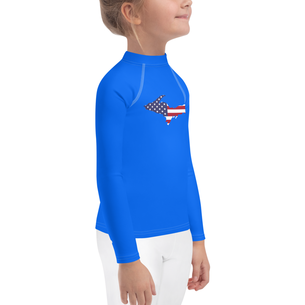 Michigan Upper Peninsula Rash Guard (w/ UP USA Flag) | Toddler - Motor Town Blue