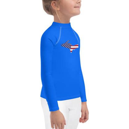 Michigan Upper Peninsula Rash Guard (w/ UP USA Flag) | Toddler - Motor Town Blue