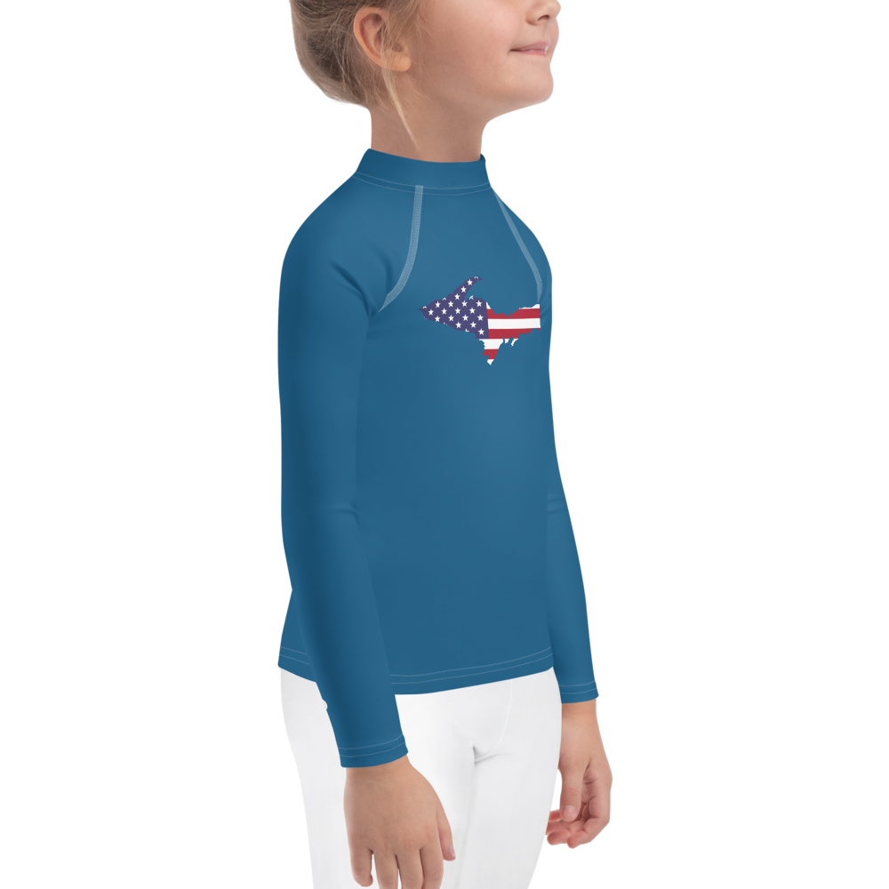 Michigan Upper Peninsula Rash Guard (w/ UP USA Flag) | Toddler - Blueberry