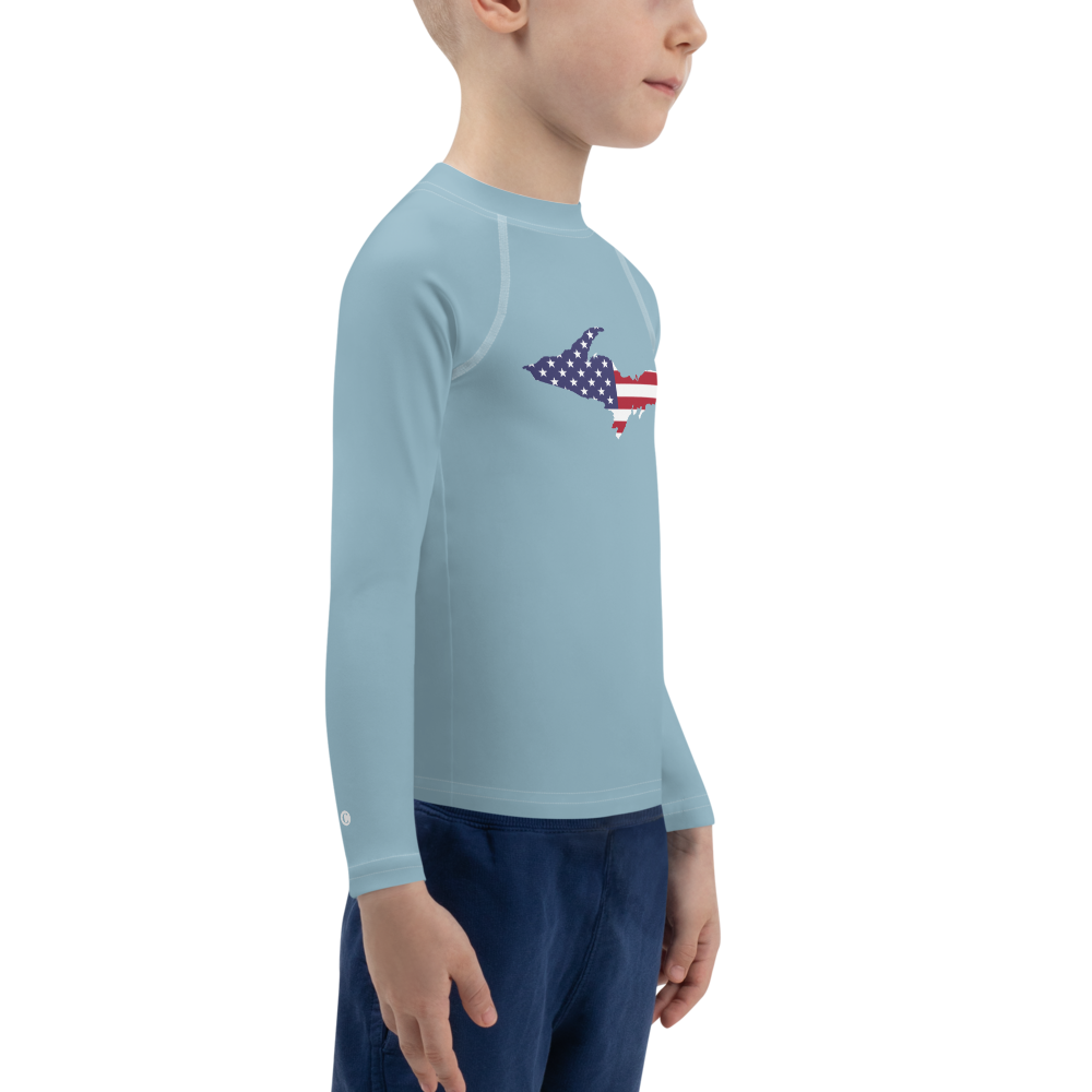 Michigan Upper Peninsula Rash Guard (w/ UP USA Flag) | Toddler - Opal Blue