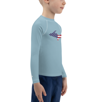 Michigan Upper Peninsula Rash Guard (w/ UP USA Flag) | Toddler - Opal Blue