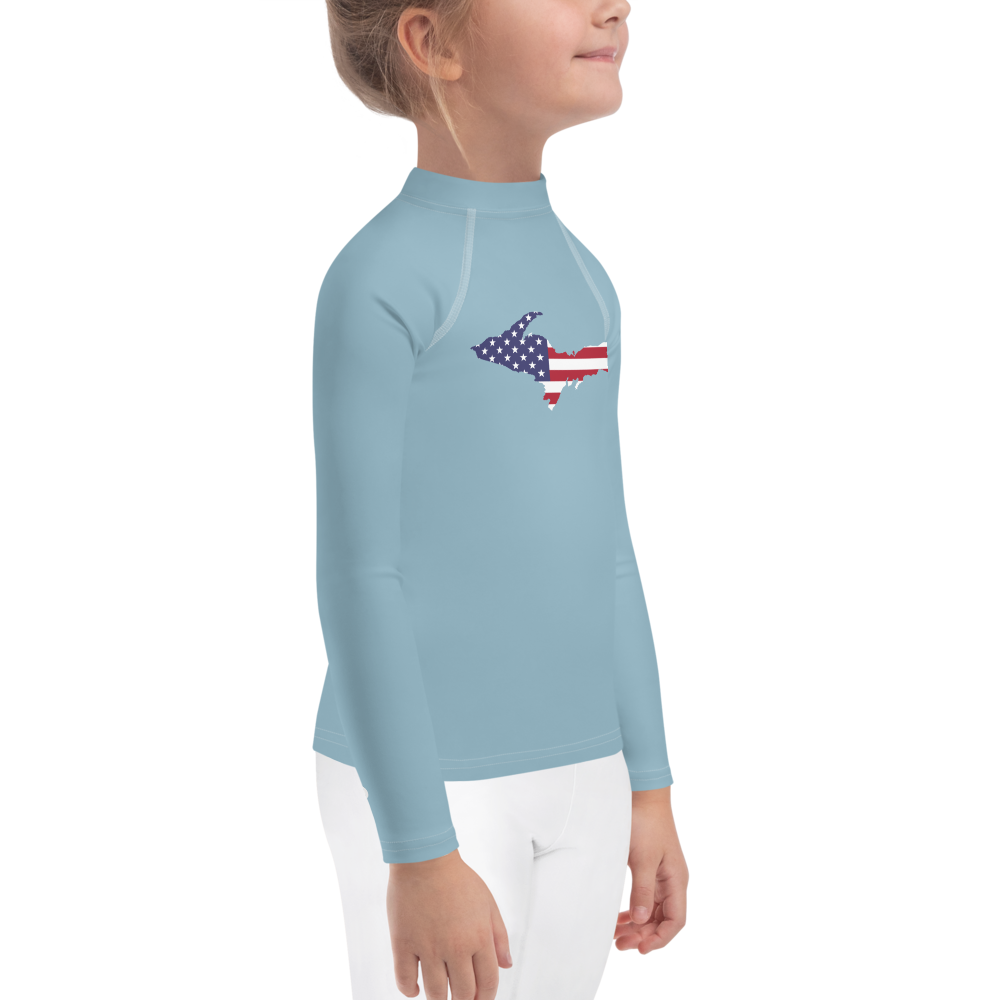 Michigan Upper Peninsula Rash Guard (w/ UP USA Flag) | Toddler - Opal Blue