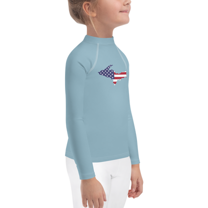 Michigan Upper Peninsula Rash Guard (w/ UP USA Flag) | Toddler - Opal Blue