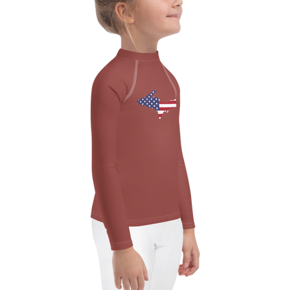 Michigan Upper Peninsula Rash Guard (w/ UP USA Flag) | Toddler - Ore Dock Red