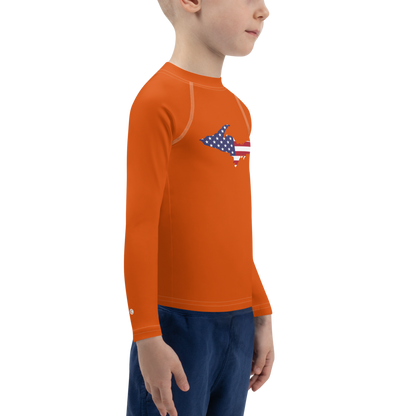 Michigan Upper Peninsula Rash Guard (w/ UP USA Flag) | Toddler - Maple Leaf Orange