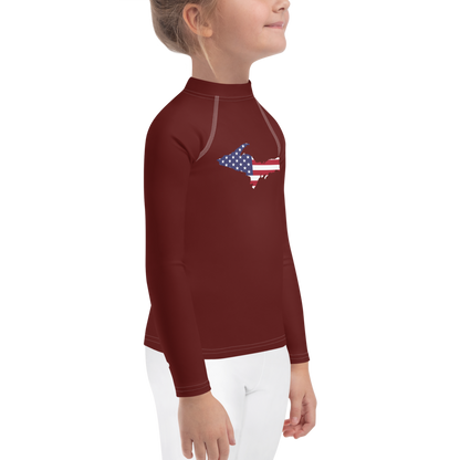 Michigan Upper Peninsula Rash Guard (w/ UP USA Flag) | Toddler - Cherrywood Color