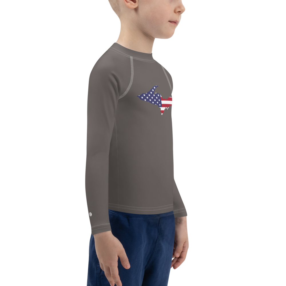 Michigan Upper Peninsula Rash Guard (w/ UP USA Flag) | Toddler - Warren Tank Grey