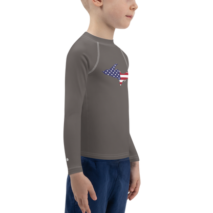 Michigan Upper Peninsula Rash Guard (w/ UP USA Flag) | Toddler - Warren Tank Grey