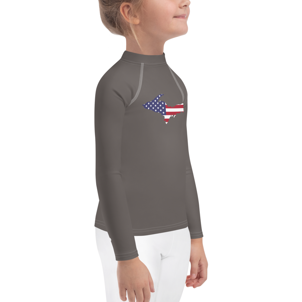 Michigan Upper Peninsula Rash Guard (w/ UP USA Flag) | Toddler - Warren Tank Grey