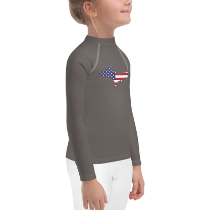 Michigan Upper Peninsula Rash Guard (w/ UP USA Flag) | Toddler - Warren Tank Grey