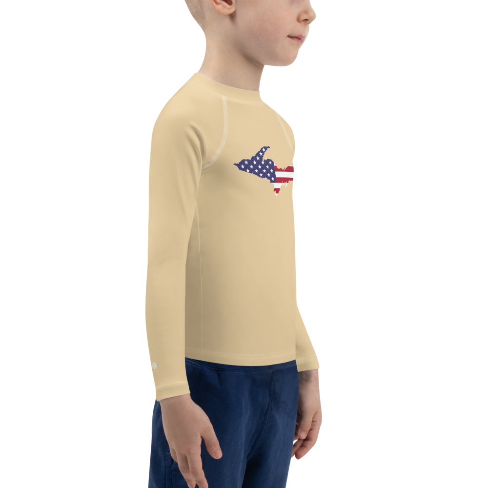 Michigan Upper Peninsula Rash Guard (w/ UP USA Flag) | Toddler - Maple Color