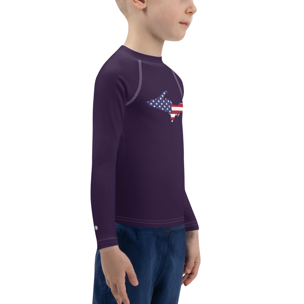 Michigan Upper Peninsula Rash Guard (w/ UP USA Flag) | Toddler - Blackcurrant