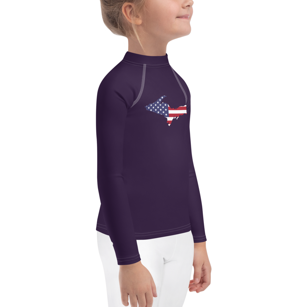 Michigan Upper Peninsula Rash Guard (w/ UP USA Flag) | Toddler - Blackcurrant