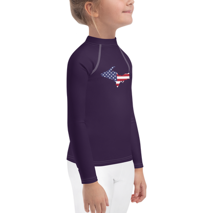 Michigan Upper Peninsula Rash Guard (w/ UP USA Flag) | Toddler - Blackcurrant