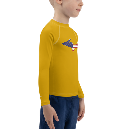 Michigan Upper Peninsula Rash Guard (w/ UP USA Flag) | Toddler - Gold