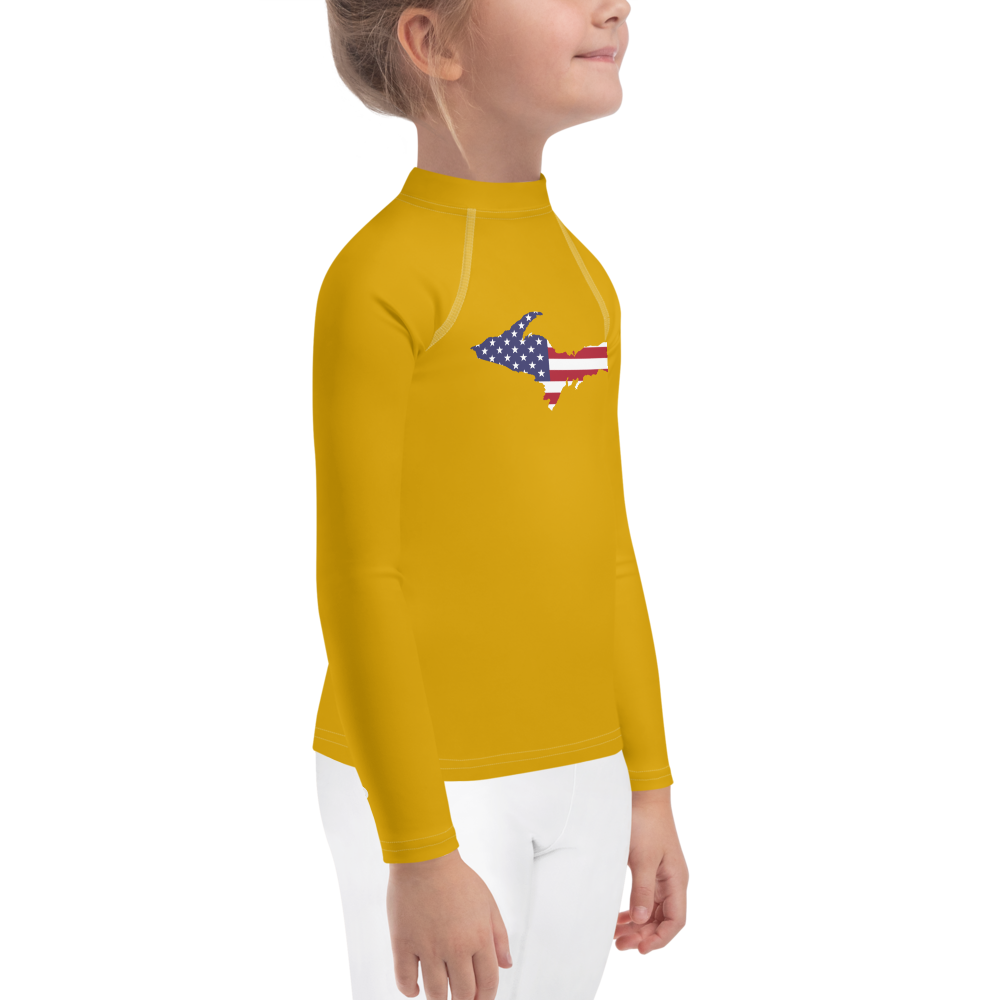 Michigan Upper Peninsula Rash Guard (w/ UP USA Flag) | Toddler - Gold