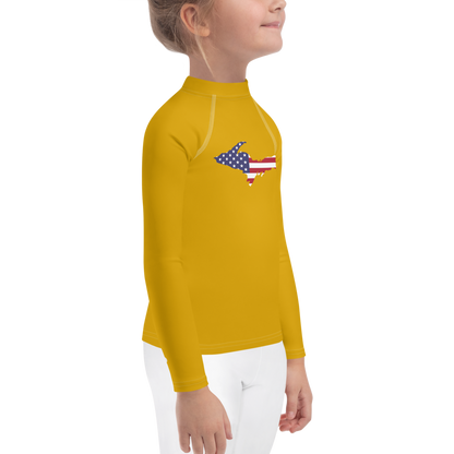 Michigan Upper Peninsula Rash Guard (w/ UP USA Flag) | Toddler - Gold