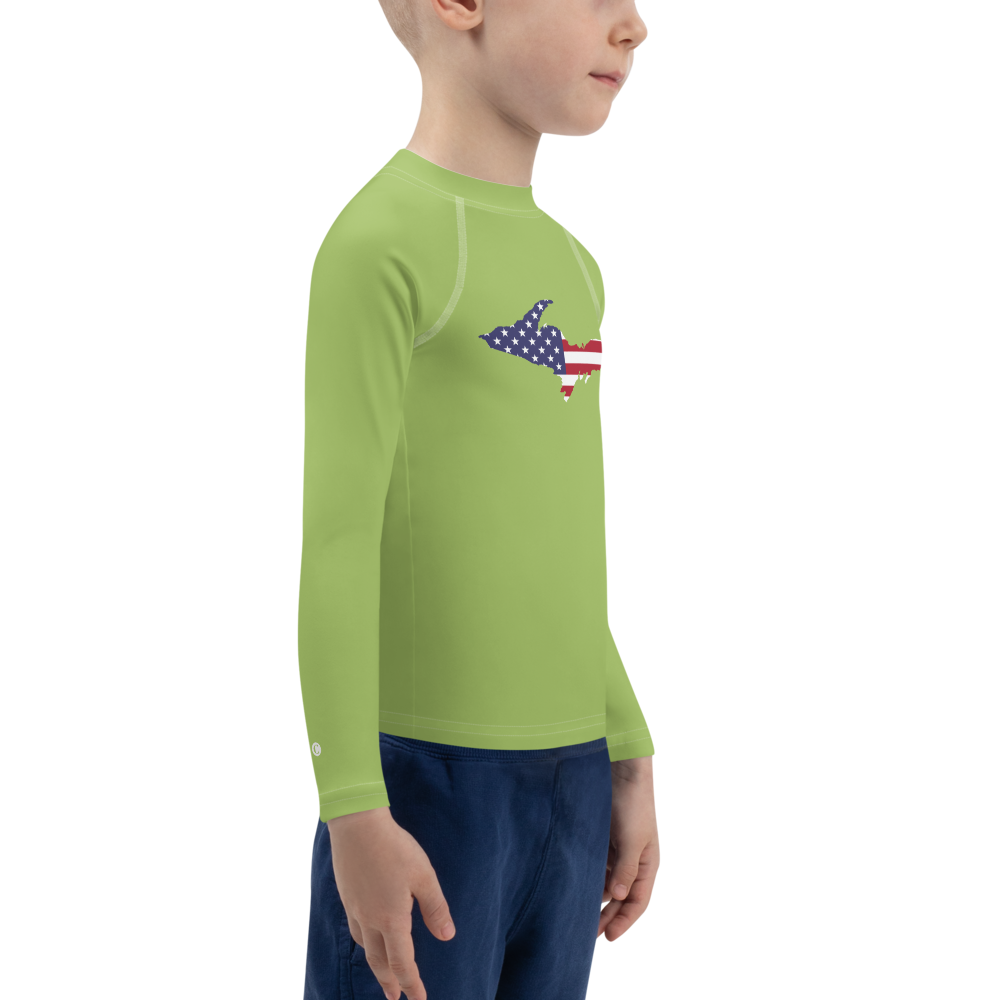 Michigan Upper Peninsula Rash Guard (w/ UP USA Flag) | Toddler - Gooseberry Green