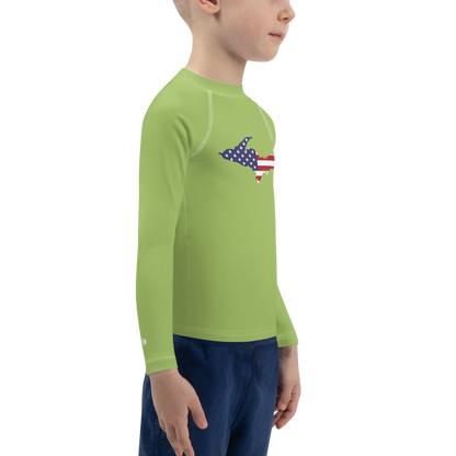 Michigan Upper Peninsula Rash Guard (w/ UP USA Flag) | Toddler - Gooseberry Green