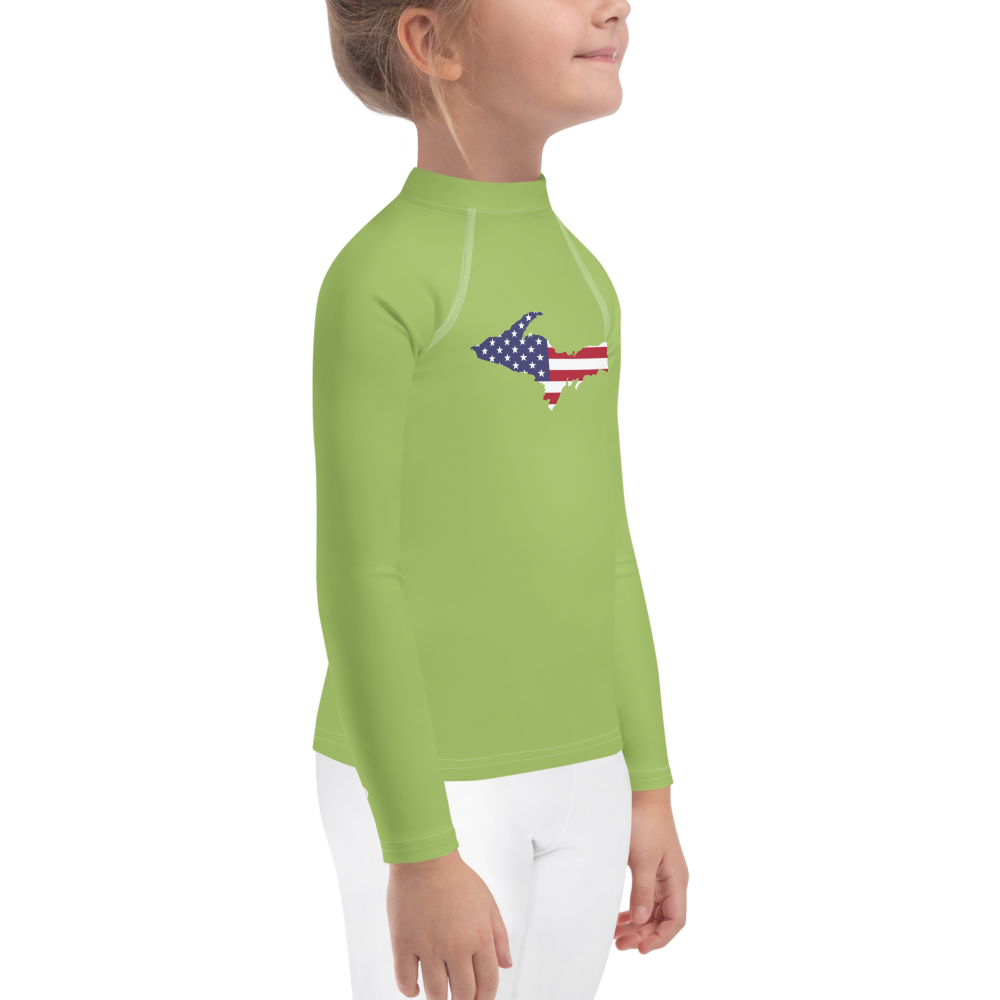 Michigan Upper Peninsula Rash Guard (w/ UP USA Flag) | Toddler - Gooseberry Green