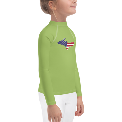 Michigan Upper Peninsula Rash Guard (w/ UP USA Flag) | Toddler - Gooseberry Green