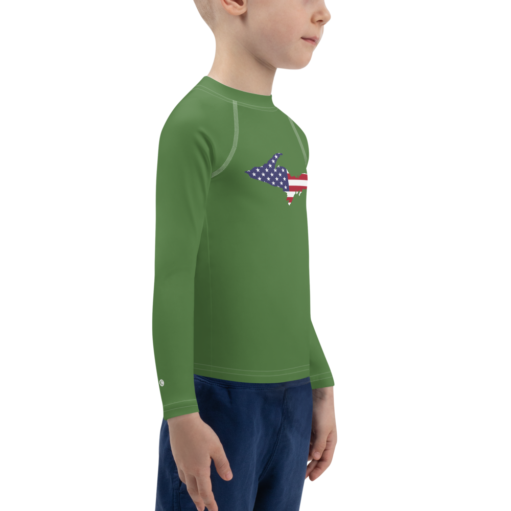 Michigan Upper Peninsula Rash Guard (w/ UP USA Flag) | Toddler - Pine Green