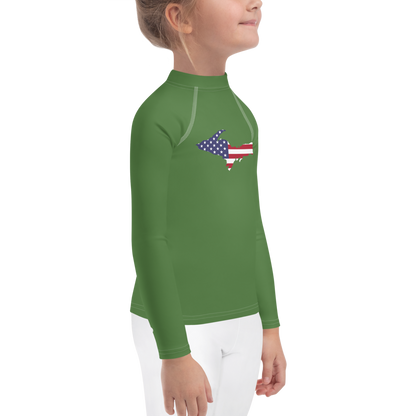 Michigan Upper Peninsula Rash Guard (w/ UP USA Flag) | Toddler - Pine Green