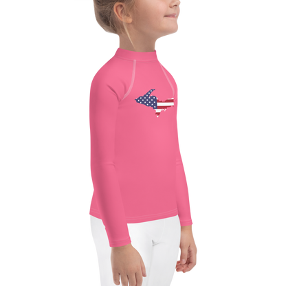 Michigan Upper Peninsula Rash Guard (w/ UP USA Flag) | Toddler - Rhodochrosite Pink