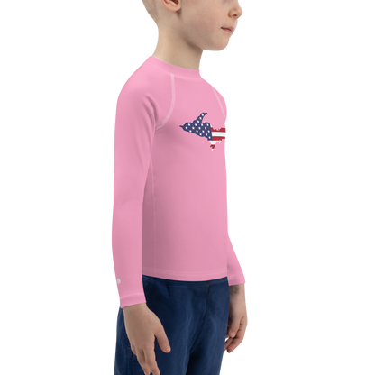 Michigan Upper Peninsula Rash Guard (w/ UP USA Flag) | Toddler - '67 Caddie Pink