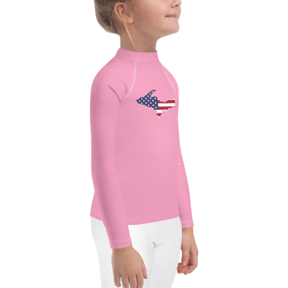 Michigan Upper Peninsula Rash Guard (w/ UP USA Flag) | Toddler - '67 Caddie Pink